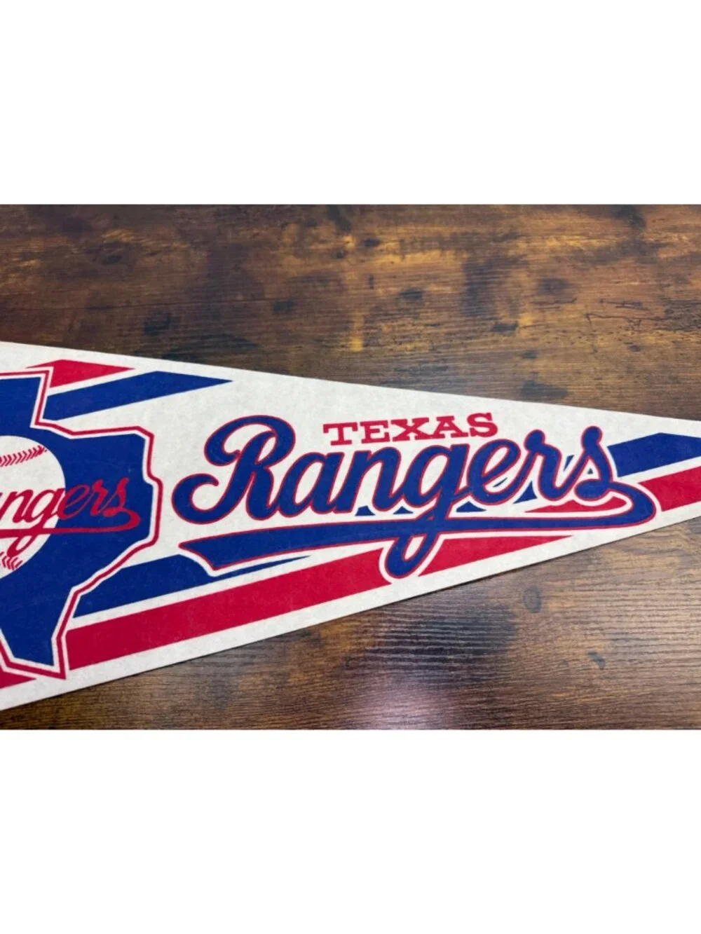 Texas Rangers MLB Vintage Felt Pennant With Retro Design & Classic Red White Blu